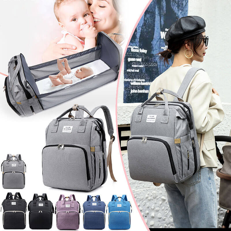 Mochila Pañalera 3 en 1 con Cuna Plegable y USB