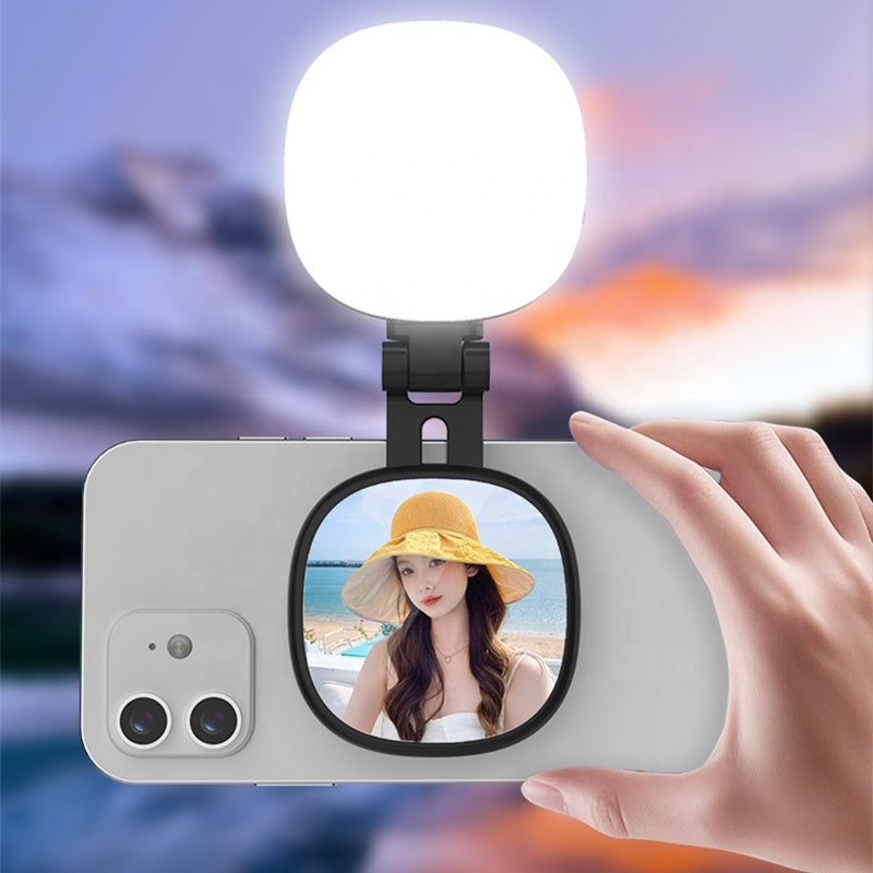 Mini Lámpara LED Magnética Portátil, Plegable, con Brillo Ajustable, Práctica para Selfies y Fotografía