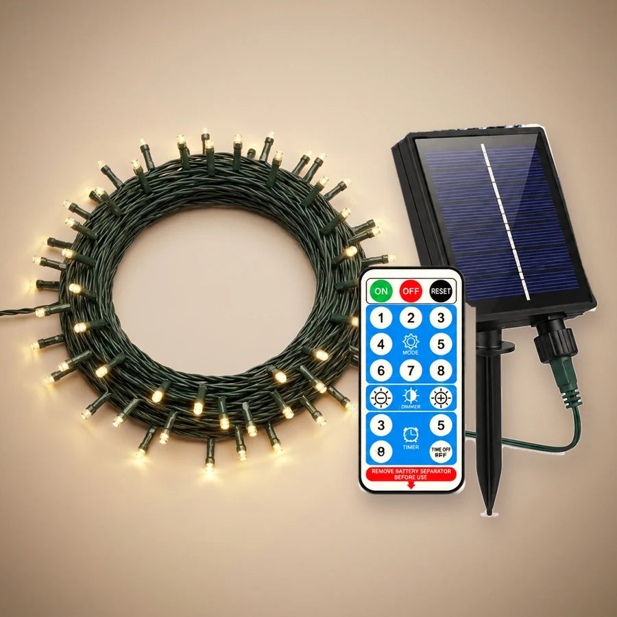 Luces Navideñas Con Panel Solar X 10 Metros
