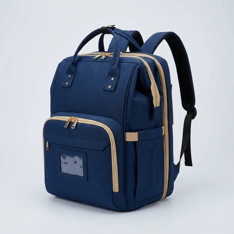 Mochila Pañalera 3 en 1 con Cuna Plegable y USB