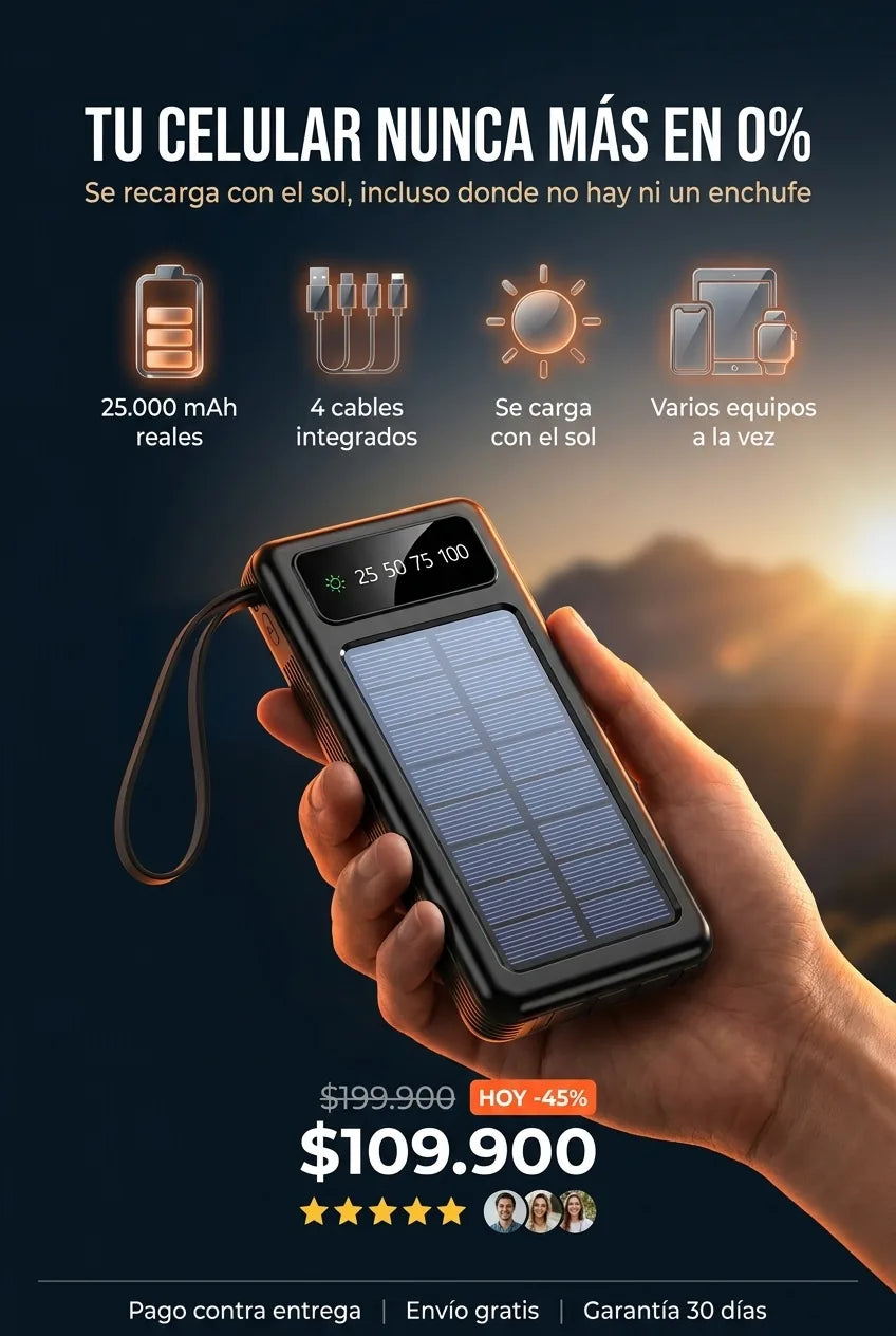 Power Bank Solar 25.000mAh Todo Terreno - Hero